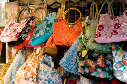 Vendors selling imitation designer bags on Canal Street in New